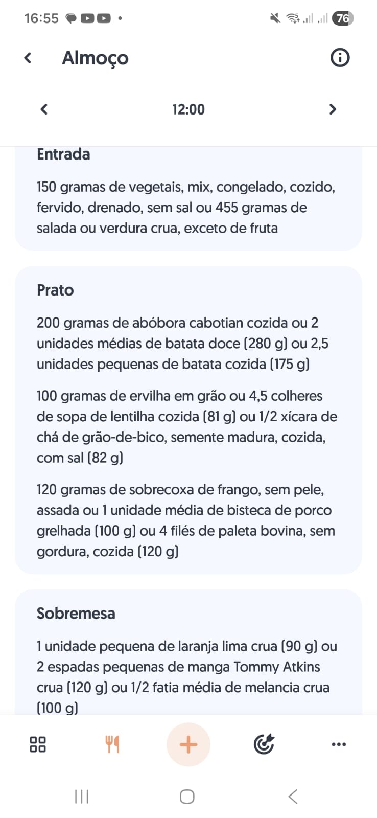 Nutrium App - Plano Alimentar